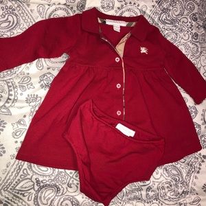 Baby girl Burberry dress and matching pamper cover